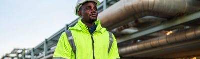 Mechanical engineer inspecting a new gas pipeline system