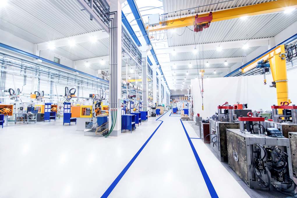 Aisle of a modern manufacturing plant